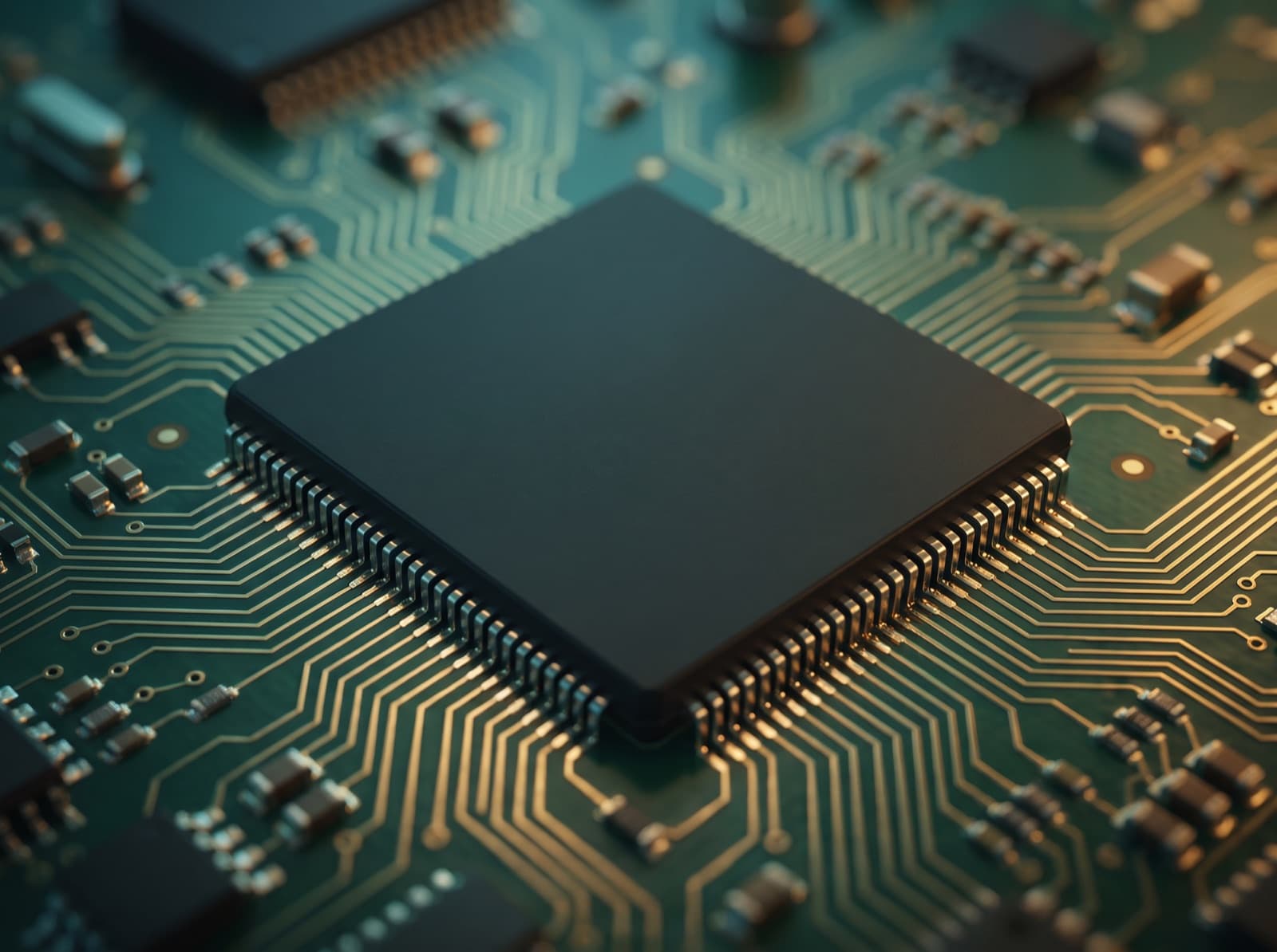 Microprocessor chip on a circuit board